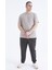 Koyu Bej Basic Kısa Kol O Yaka Büyük Beden Erkek T-Shirt - 88072 4