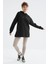 Siyah Reglan Kol Basic Kapüşonlu Oversize Tunik - 97242 4