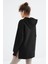 Siyah Reglan Kol Basic Kapüşonlu Oversize Tunik - 97242 8