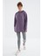 Eflatun Reglan Kol Basic Kapüşonlu Oversize Tunik - 97242 4