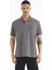 Koyu Gri Yazı Baskılı Standart Form Polo Yaka Erkek T-shirt - 88236 1