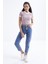 Gül Kurusu Basic Kol Detaylı O Yaka Kadın Crop Top T-Shirt - 97200 2