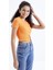 Oranj Basic Önü Yırtmaçlı V Yaka Kadın Crop Top T-Shirt - 97206 5