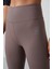 Kahverengi Yüksek Bel Toparlayıcı Slim Fit Dar Paça Kadın Tayt - 94011 3