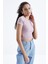 Gül Kurusu Basic Yanı Pencereli O Yaka Kadın Crop Top T-Shirt - 97207 1