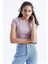 Gül Kurusu Basic Yanı Pencereli O Yaka Kadın Crop Top T-Shirt - 97207 5