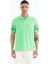 Su Yeşili Kol Baskı Detaylı Polo Yaka Standart Form Erkek T-shirt - 88240 1