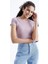 Gül Kurusu Basic Yanı Pencereli O Yaka Kadın Crop Top T-Shirt - 97207 7