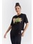 Siyah Renkli Yazı Baskılı O Yaka Kadın Oversize T-Shirt - 97212 3