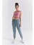 Gül Kurusu Polo Yaka Beli Lastikli Bürümcük Kumaş Kadın Crop Top T-Shirt - 97223 2