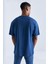 İndigo Baskı Detaylı O Yaka Erkek Oversize T-Shirt - 88094 6