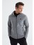 Gri Melanj Fermuarlı Dik Yaka Standart Kalıp Erkek Polar Sweatshirt - 88134 1