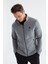 Gri Melanj Fermuarlı Dik Yaka Standart Kalıp Erkek Polar Sweatshirt - 88134 3