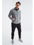Gri Melanj Fermuarlı Dik Yaka Standart Kalıp Erkek Polar Sweatshirt - 88134 6