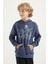 Petrol Yazı Baskılı Kanguru Cepli Kapüşonlu Standart Kalıp Erkek Çocuk Sweatshirt - 11002 3