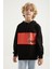 Siyah Nakışlı Kanguru Cepli Kapüşonlu Standart Kalıp Erkek Çocuk Sweatshirt - 11010 3