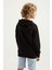 Siyah Nakışlı Kanguru Cepli Kapüşonlu Standart Kalıp Erkek Çocuk Sweatshirt - 11010 7