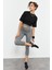Gri Melanj Yüksek Bel Slim Fit Dar Paça Kadın Kapri Tayt - 93097 7