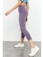 Eflatun Yüksek Bel Slim Fit Dar Paça Kadın Kapri Tayt - 93097 4