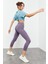 Eflatun Yüksek Bel Slim Fit Dar Paça Kadın Kapri Tayt - 93097 5