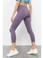 Eflatun Yüksek Bel Slim Fit Dar Paça Kadın Kapri Tayt - 93097 8