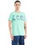 Su Yeşili Yazı Baskı Detaylı O Yaka Standart Kalıp Erkek T-Shirt - 88187 4
