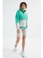 Deniz Yeşili Etek Ucu Büzgülü Yarım Fermuarlı Oversize Kadın Polar Sweatshirt - 97238 4