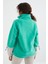 Deniz Yeşili Etek Ucu Büzgülü Yarım Fermuarlı Oversize Kadın Polar Sweatshirt - 97238 8