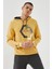 Hardal Geometrik Baskılı Standart Kalıp Kapüşonlu Erkek Sweatshirt - 87870 1