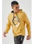 Hardal Geometrik Baskılı Standart Kalıp Kapüşonlu Erkek Sweatshirt - 87870 7