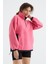 Şeker Pembe Yarım Fermuar Etek Ucu Büzgülü Dik Yaka Oversize Kadın Polar Sweatshirt - 97236 3