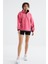 Şeker Pembe Yarım Fermuar Etek Ucu Büzgülü Dik Yaka Oversize Kadın Polar Sweatshirt - 97236 4