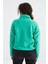 Deniz Yeşili Yarım Fermuar Etek Ucu Büzgülü Dik Yaka Oversize Kadın Polar Sweatshirt - 97234 8