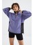 Açık Eflatun Yarım Fermuar Etek Ucu Büzgülü Dik Yaka Oversize Kadın Polar Sweatshirt - 97236 1