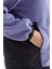 Açık Eflatun Yarım Fermuar Etek Ucu Büzgülü Dik Yaka Oversize Kadın Polar Sweatshirt - 97236 8