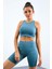 Mint Yeşil Yüksek Bel Toparlayıcı Dar Kalıp Crop Biker Kadın Tayt Takım - 95302 6