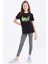 Siyah Basic Yazı Baskılı O Yaka Rahat Form Kız Çocuk T-Shirt - 75041 2