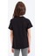 Siyah Basic Yazı Baskılı O Yaka Rahat Form Kız Çocuk T-Shirt - 75041 8