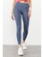 Petrol Yüksek Bel Streç Slim Fit Dar Paça Kadın Tayt - 94545 4