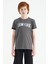Koyu Gri Yazı Baskılı Standart Kalıp O Yaka Erkek Çocuk T-Shirt - 11105 1