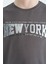 Koyu Gri Yazı Baskılı Standart Kalıp O Yaka Erkek Çocuk T-Shirt - 11105 4