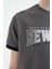 Koyu Gri Yazı Baskılı Standart Kalıp O Yaka Erkek Çocuk T-Shirt - 11105 5