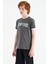 Koyu Gri Yazı Baskılı Standart Kalıp O Yaka Erkek Çocuk T-Shirt - 11105 6