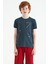 Orman Yeşili Minimal Yazı Baskılı Standart Kalıp O Yaka Erkek Çocuk T-Shirt - 11132 1
