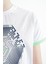 Beyaz Kol Ucu Renkli Detaylı Baskılı Standart Kalıp Erkek Çocuk T-Shirt - 11156 8