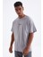 Tommy Life Gri Sırt Baskılı O Yaka Erkek Oversize T-Shirt - 88091 2