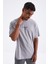 Tommy Life Gri Sırt Baskılı O Yaka Erkek Oversize T-Shirt - 88091 4