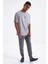 Tommy Life Gri Sırt Baskılı O Yaka Erkek Oversize T-Shirt - 88091 5