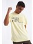 Sarı Air Baskılı O Yaka Erkek Oversize T-Shirt - 88097 1