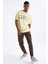 Sarı Air Baskılı O Yaka Erkek Oversize T-Shirt - 88097 2
